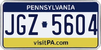 PA license plate JGZ5604