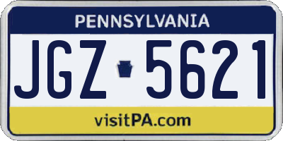 PA license plate JGZ5621