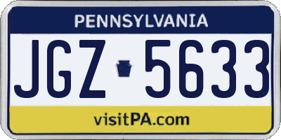 PA license plate JGZ5633