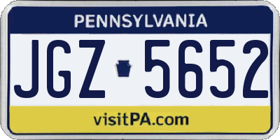 PA license plate JGZ5652