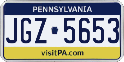 PA license plate JGZ5653