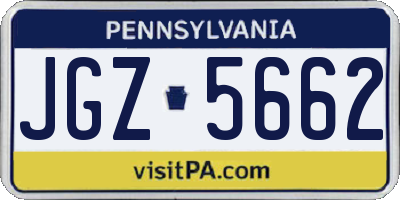 PA license plate JGZ5662