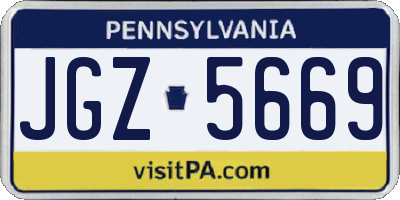 PA license plate JGZ5669