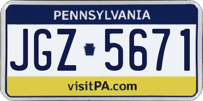 PA license plate JGZ5671