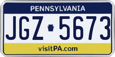 PA license plate JGZ5673