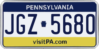 PA license plate JGZ5680