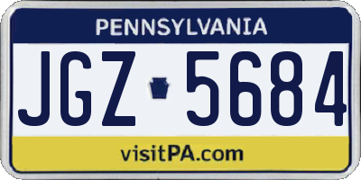 PA license plate JGZ5684