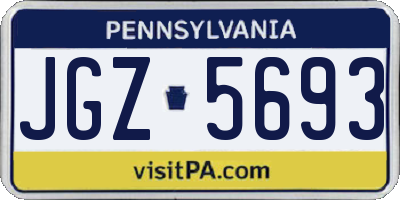 PA license plate JGZ5693