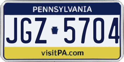 PA license plate JGZ5704
