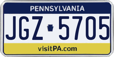 PA license plate JGZ5705