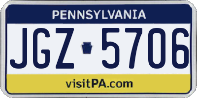 PA license plate JGZ5706