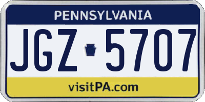 PA license plate JGZ5707