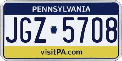 PA license plate JGZ5708