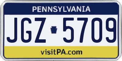 PA license plate JGZ5709