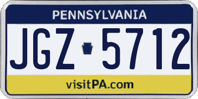 PA license plate JGZ5712