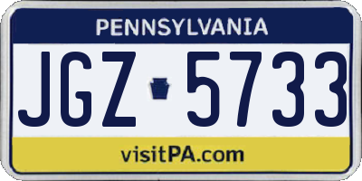 PA license plate JGZ5733