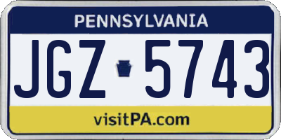 PA license plate JGZ5743