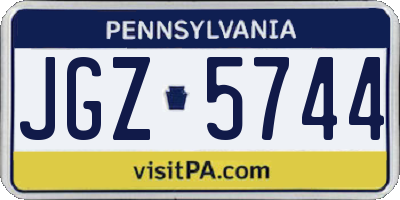 PA license plate JGZ5744