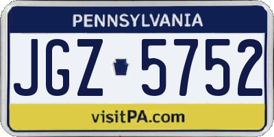 PA license plate JGZ5752