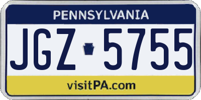 PA license plate JGZ5755