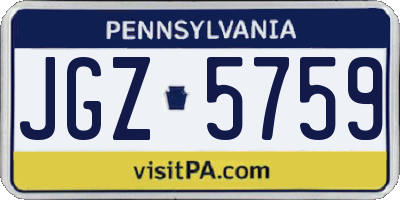 PA license plate JGZ5759