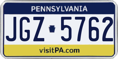 PA license plate JGZ5762