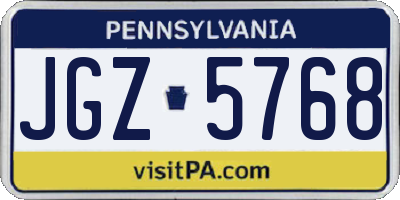 PA license plate JGZ5768