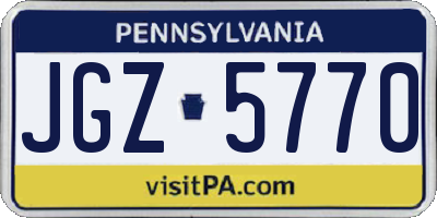PA license plate JGZ5770