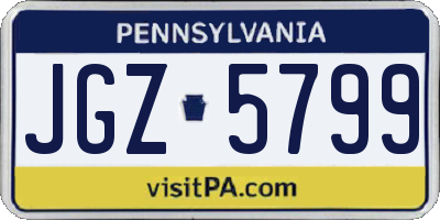 PA license plate JGZ5799