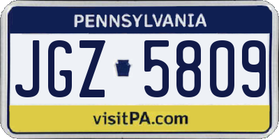 PA license plate JGZ5809