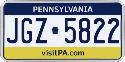 PA license plate JGZ5822