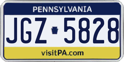 PA license plate JGZ5828