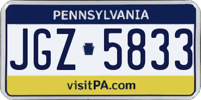 PA license plate JGZ5833