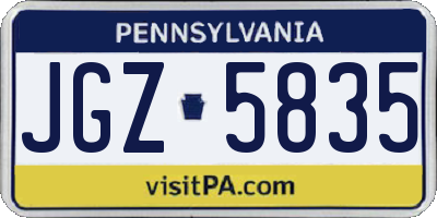 PA license plate JGZ5835
