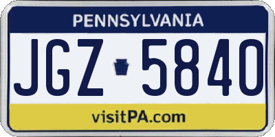 PA license plate JGZ5840