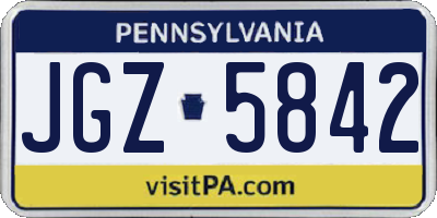 PA license plate JGZ5842