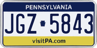 PA license plate JGZ5843