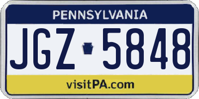 PA license plate JGZ5848