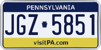 PA license plate JGZ5851