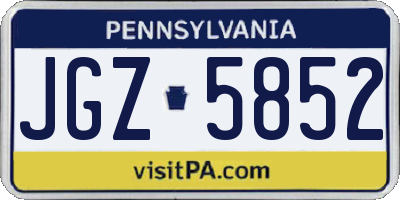 PA license plate JGZ5852