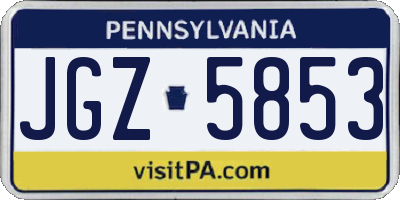 PA license plate JGZ5853