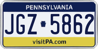 PA license plate JGZ5862