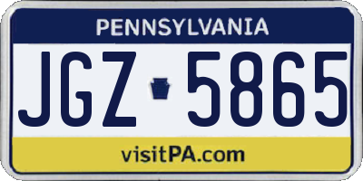 PA license plate JGZ5865