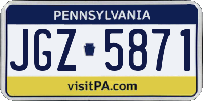 PA license plate JGZ5871