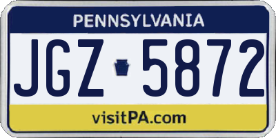 PA license plate JGZ5872
