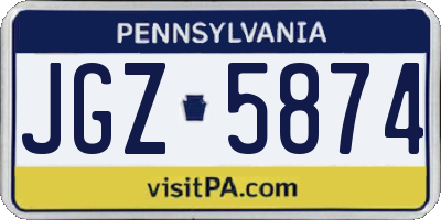 PA license plate JGZ5874