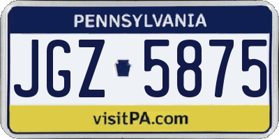 PA license plate JGZ5875