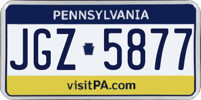 PA license plate JGZ5877