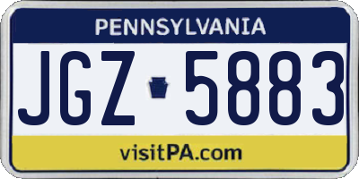 PA license plate JGZ5883