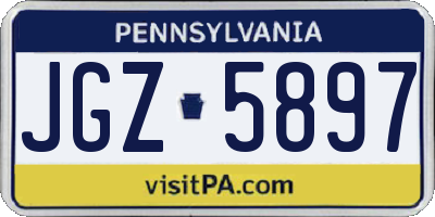 PA license plate JGZ5897